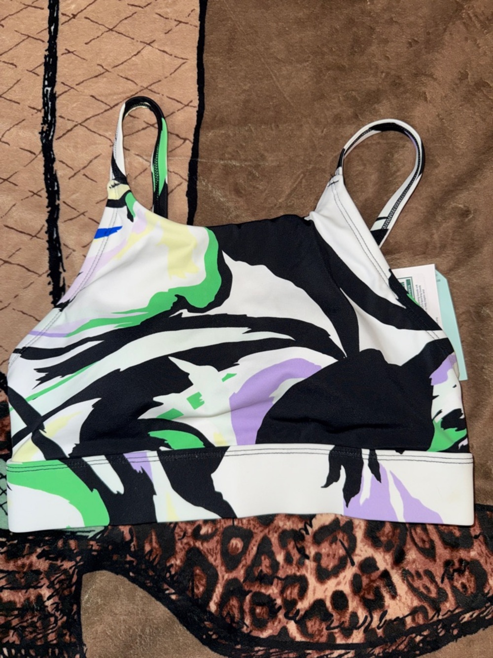 DSG Floral-Print Strappy Swim Top XS - White, Black, Green, Lavender NWT - Picture 10 of 11